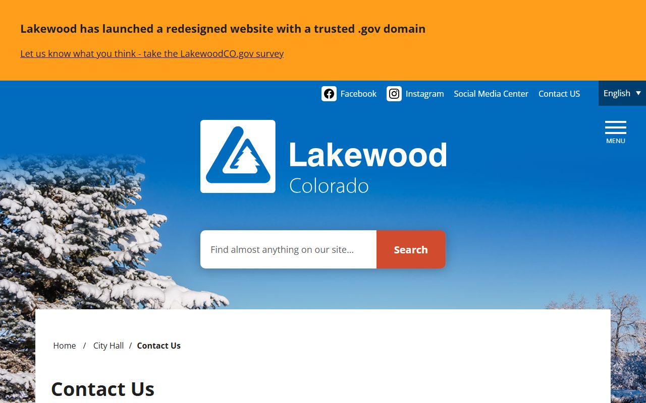 Lakewood Colorado city hall contact page phone directory