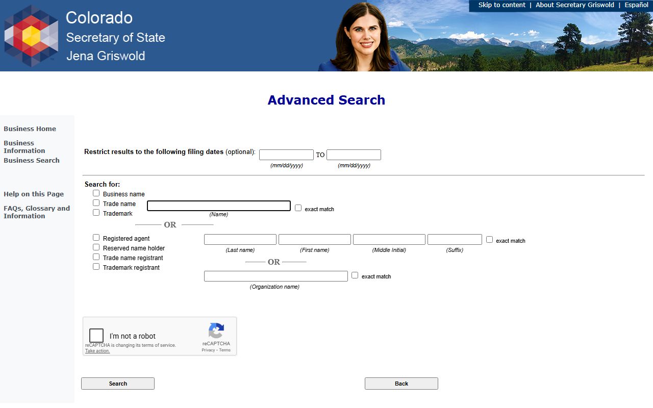 Colorado business search directory tool