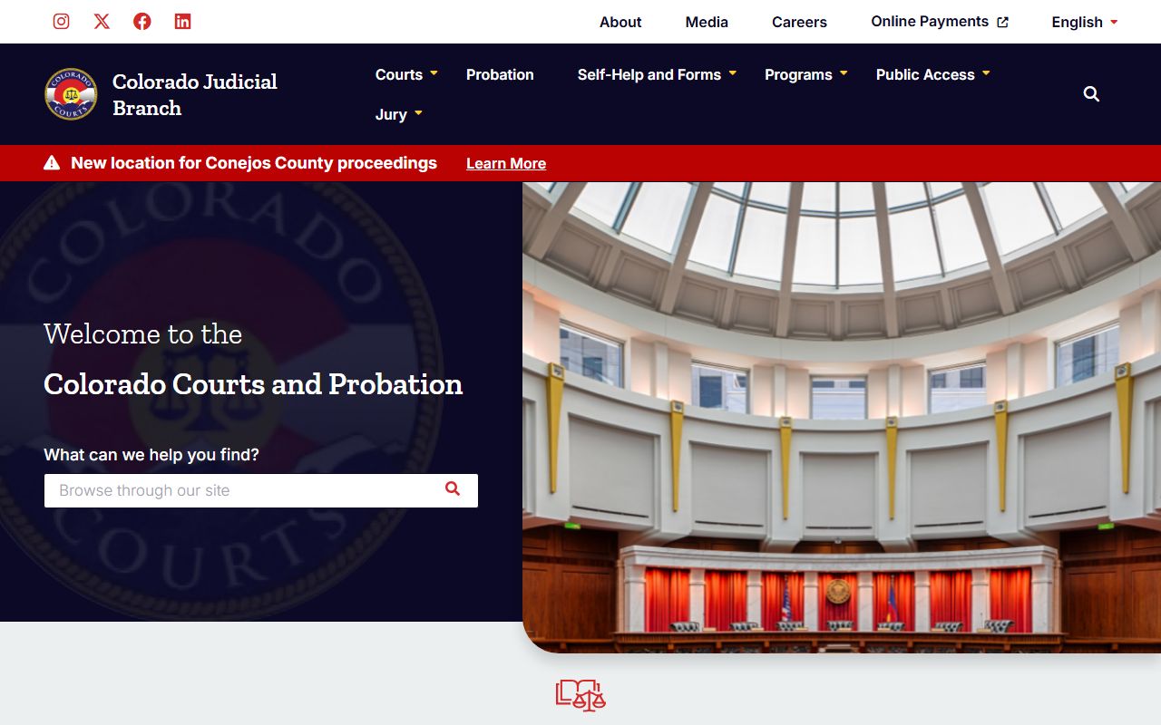 Colorado Judicial Branch phone directory homepage