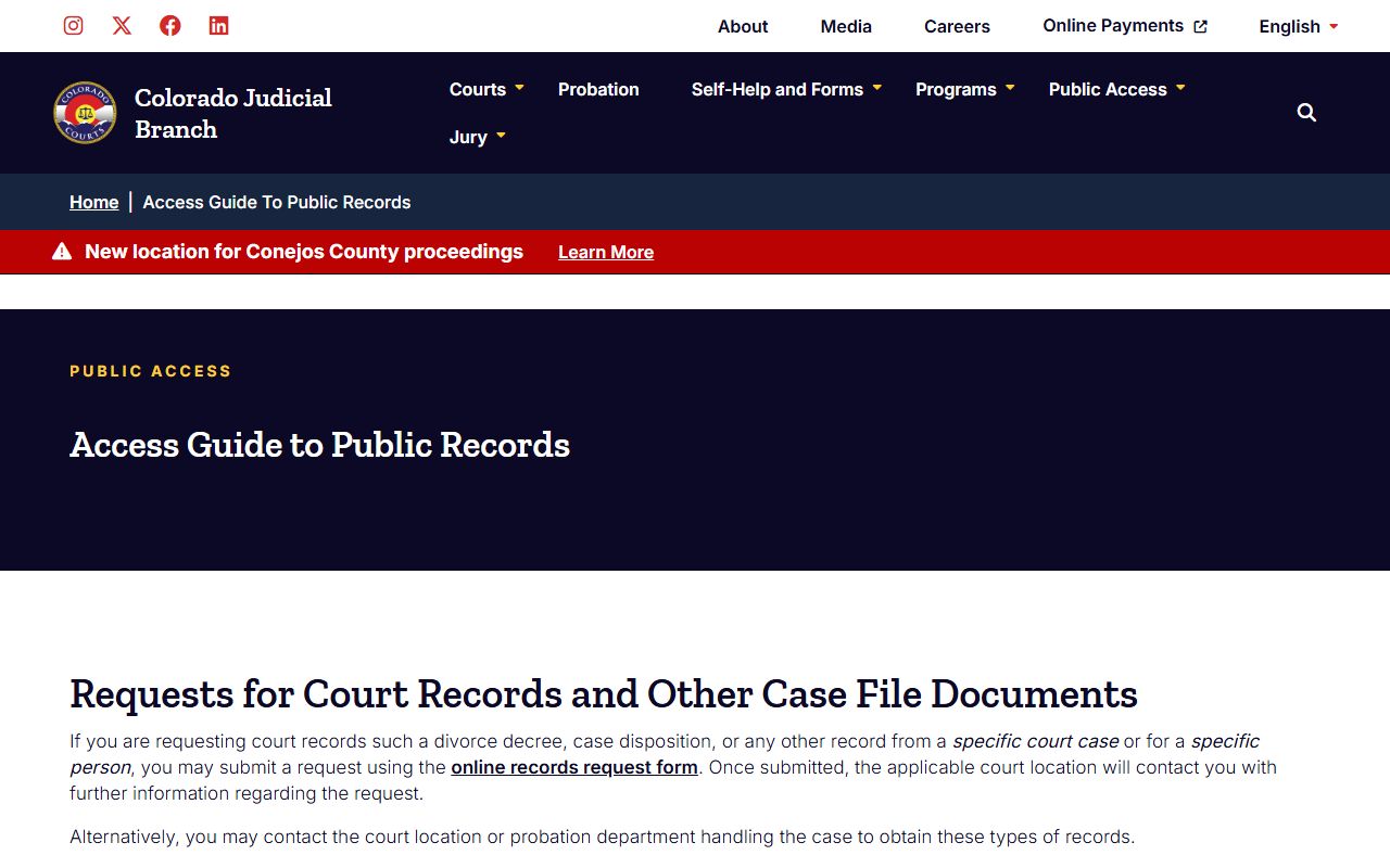 Colorado public records access guide for court phone directory